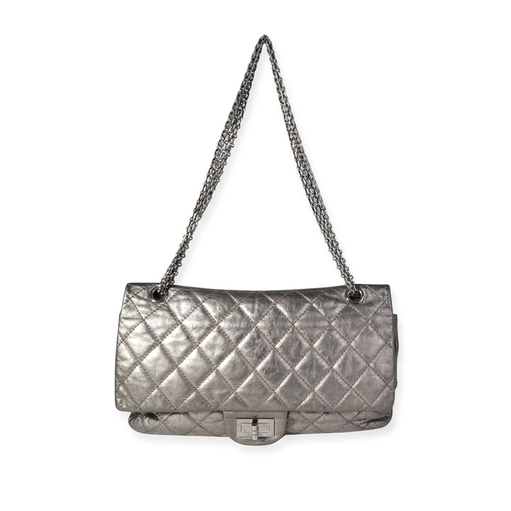 Chanel Metallic Pewter Crinkle Lambskin Reissue 2.25 227 Double New Bag