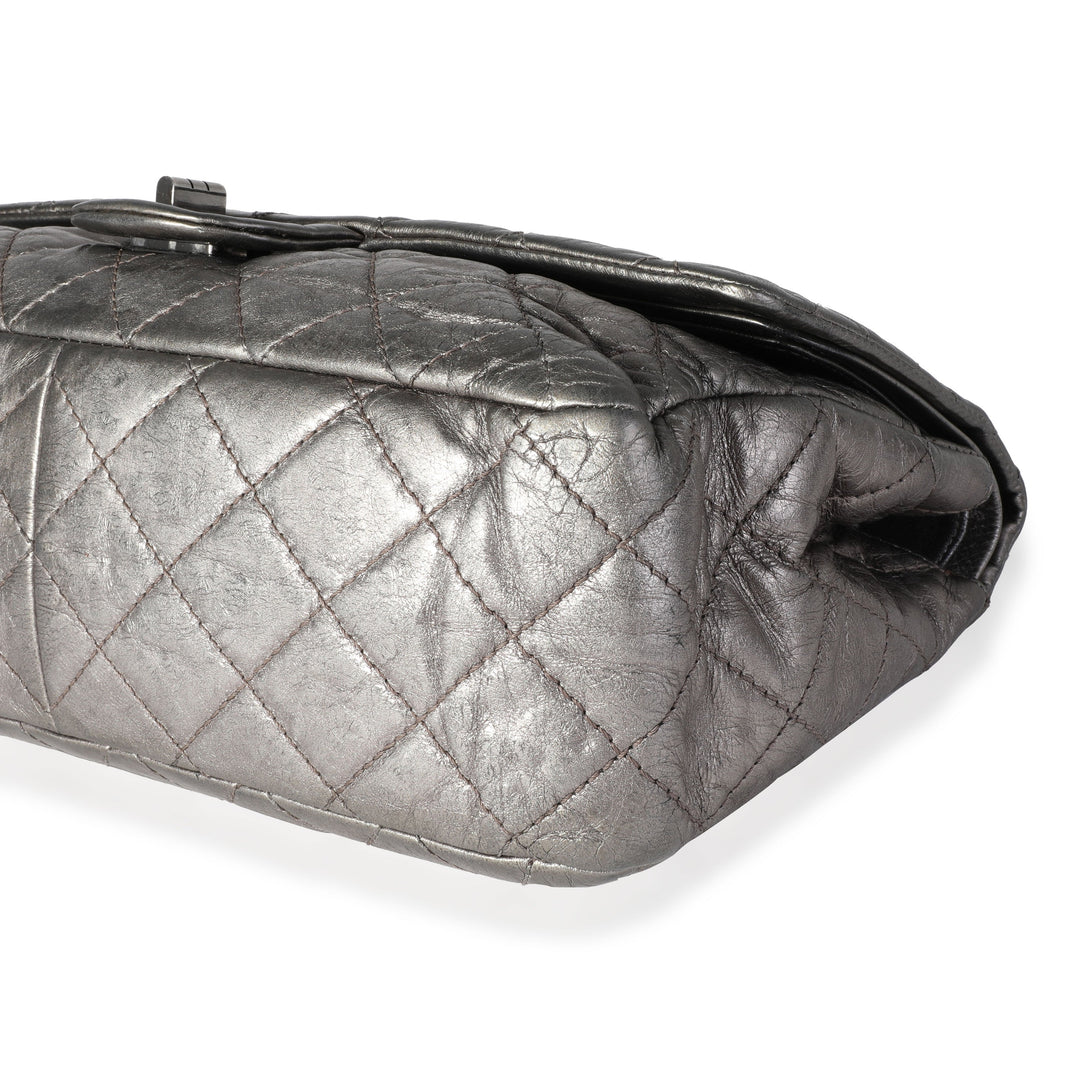 Chanel Metallic Pewter Crinkle Lambskin Reissue 2.25 227 Double New Bag