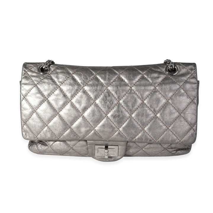 Chanel Metallic Pewter Crinkle Lambskin Reissue 2.25 227 Double New Bag