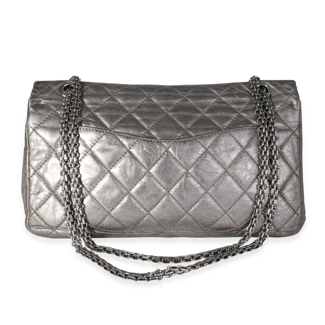 Chanel Metallic Pewter Crinkle Lambskin Reissue 2.25 227 Double New Bag