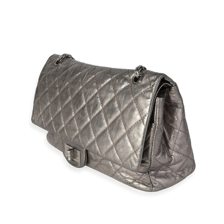 Chanel Metallic Pewter Crinkle Lambskin Reissue 2.25 227 Double New Bag