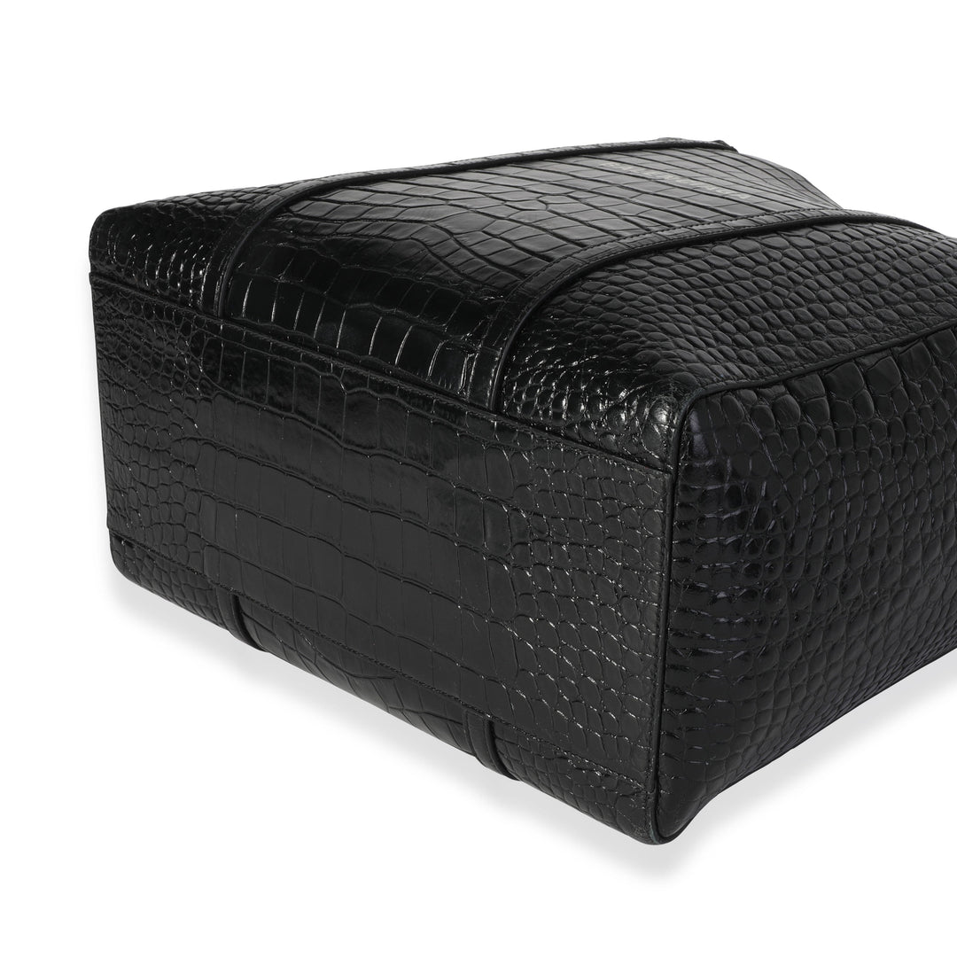 Top Quality Balenciaga Crocodile-Embossed Leather Small Everyday Tote