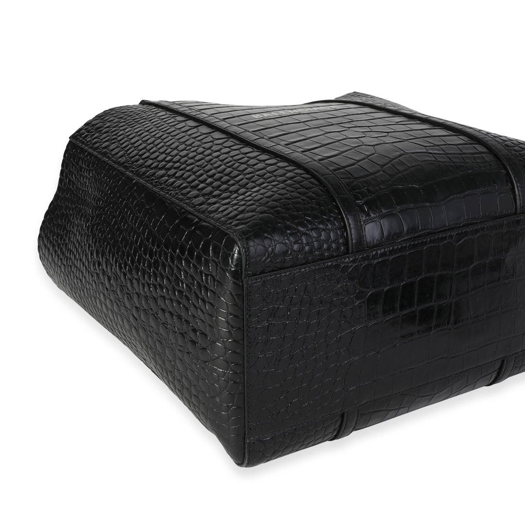 Top Quality Balenciaga Crocodile-Embossed Leather Small Everyday Tote
