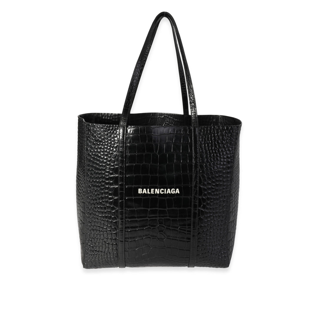 Top Quality Balenciaga Crocodile-Embossed Leather Small Everyday Tote