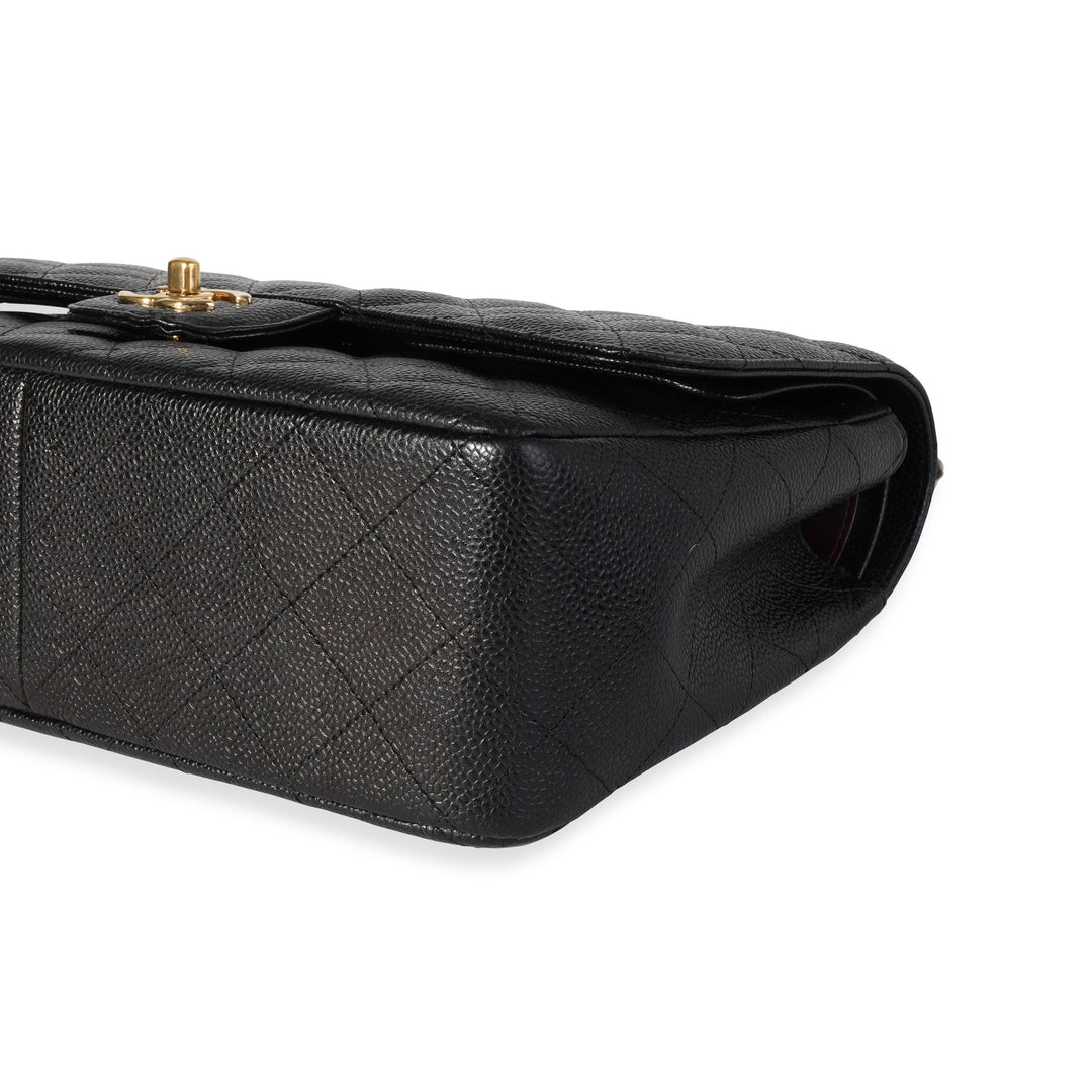 Chanel Black Quilted Caviar Jumbo Classic Double New Bag