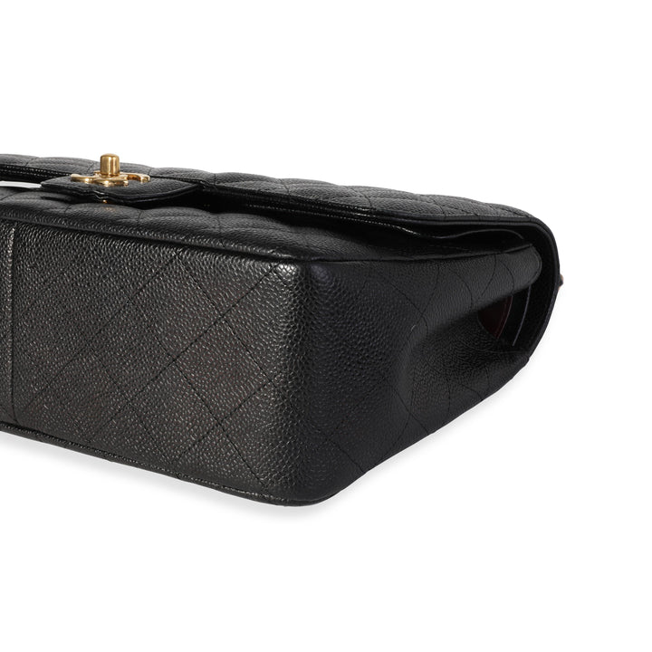 Chanel Black Quilted Caviar Jumbo Classic Double New Bag
