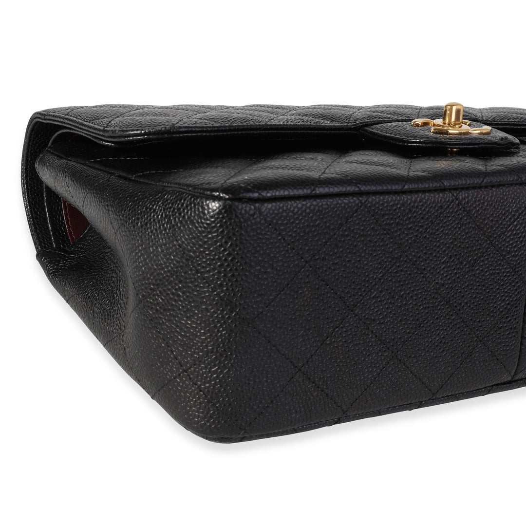 Chanel Black Quilted Caviar Jumbo Classic Double New Bag
