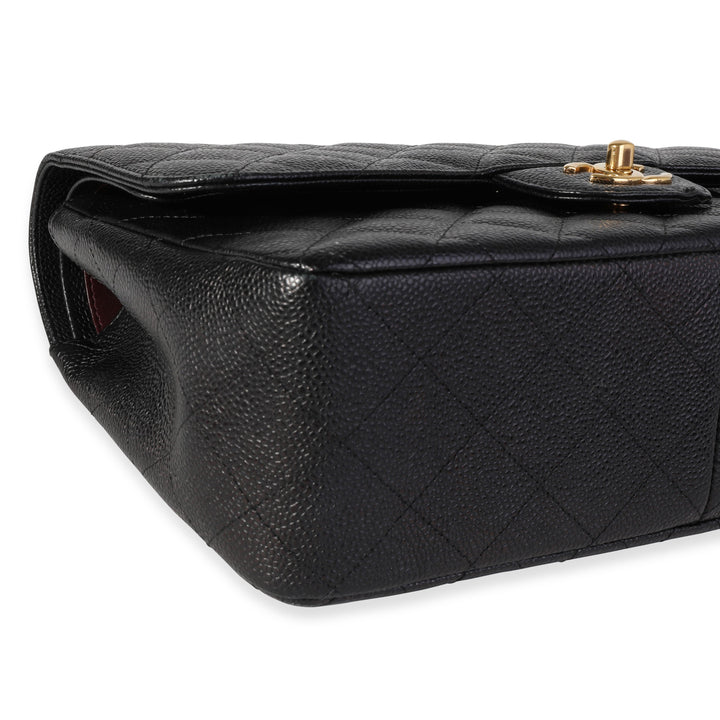 Chanel Black Quilted Caviar Jumbo Classic Double New Bag