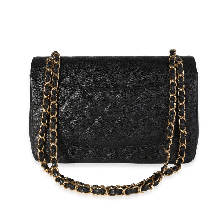 Chanel Black Quilted Caviar Jumbo Classic Double New Bag