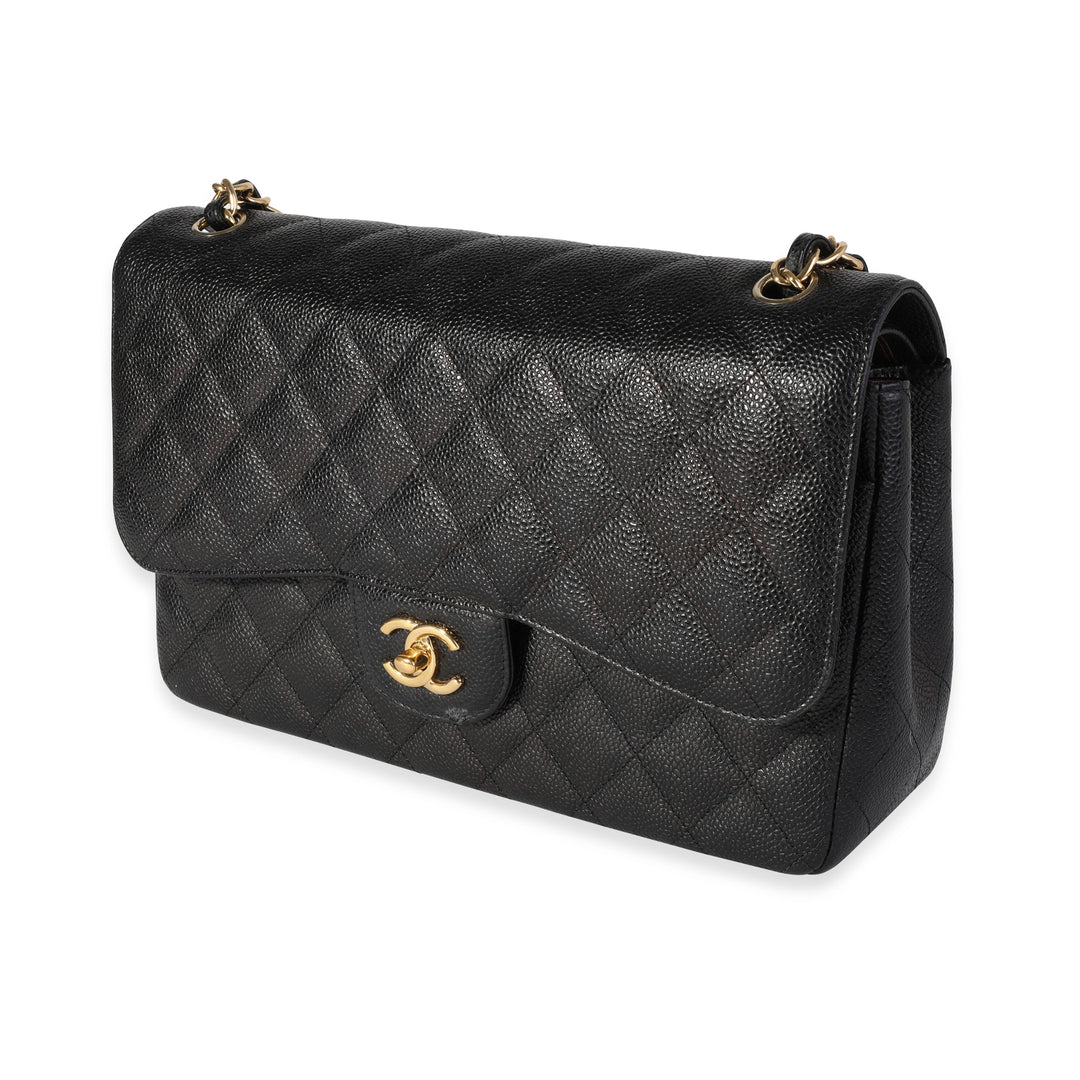 Chanel Black Quilted Caviar Jumbo Classic Double New Bag