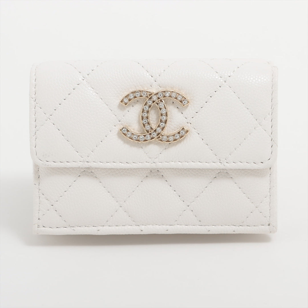 Top Quality Chanel Matrasse Caviar S Compact Wallet White Gold  Random
