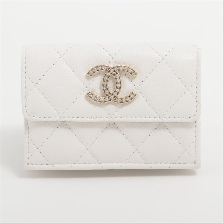 Top Quality Chanel Matrasse Caviar S Compact Wallet White Gold  Random