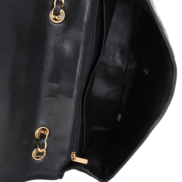 Chanel Black Quilted Caviar Jumbo Classic Single New Bag