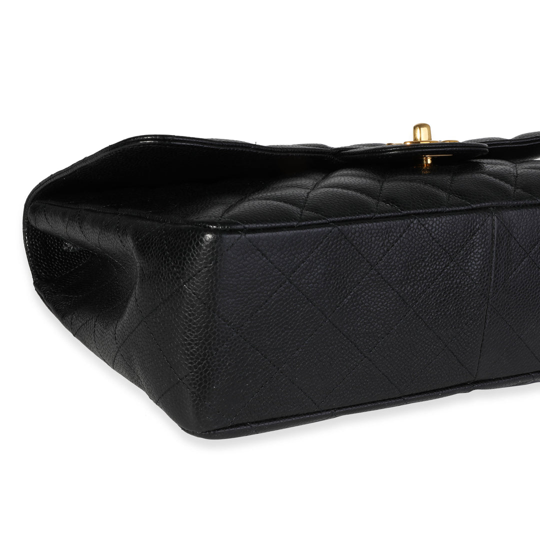 Chanel Black Quilted Caviar Jumbo Classic Single New Bag