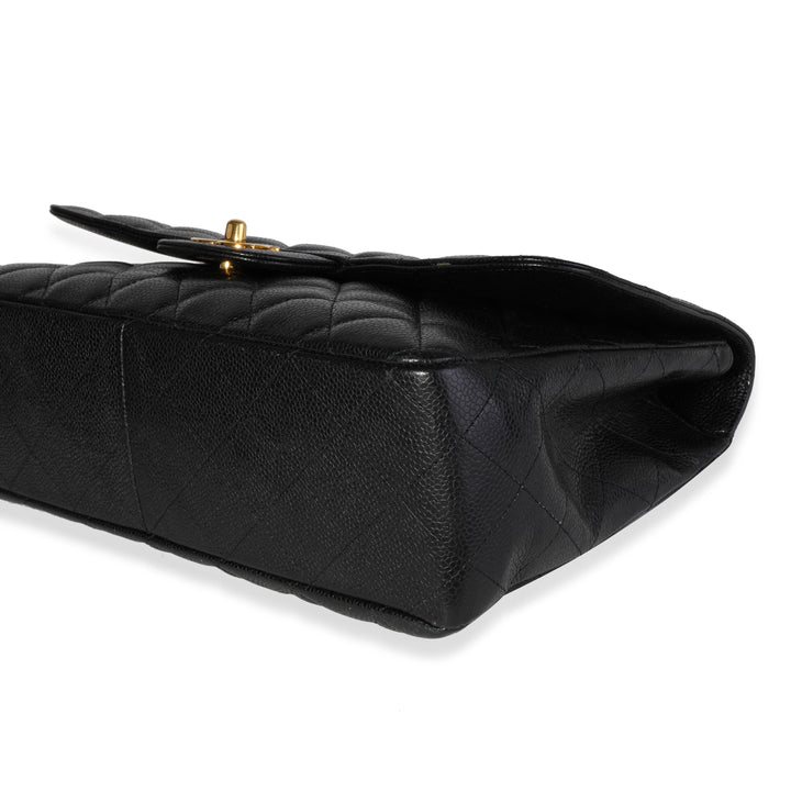 Chanel Black Quilted Caviar Jumbo Classic Single New Bag