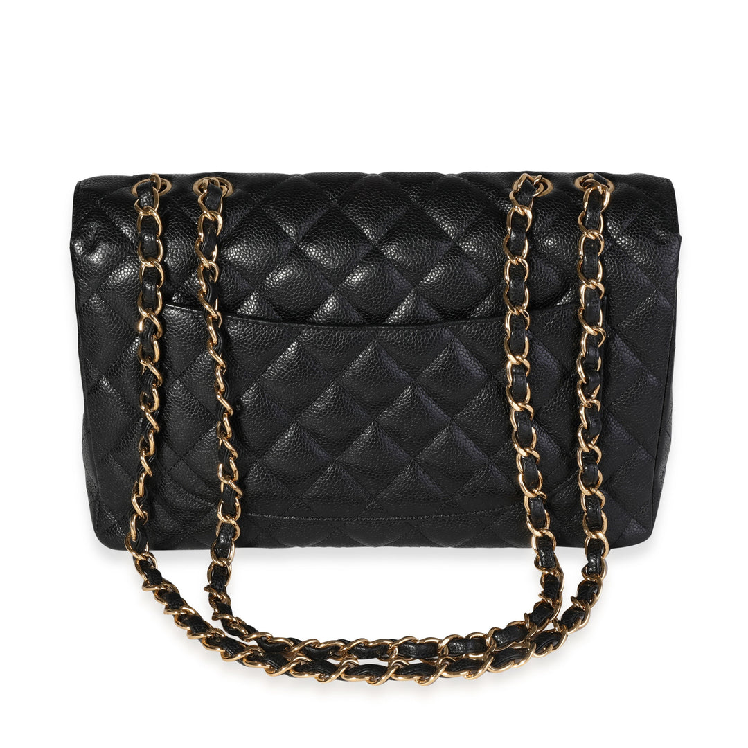 Chanel Black Quilted Caviar Jumbo Classic Single New Bag