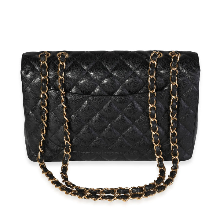 Chanel Black Quilted Caviar Jumbo Classic Single New Bag