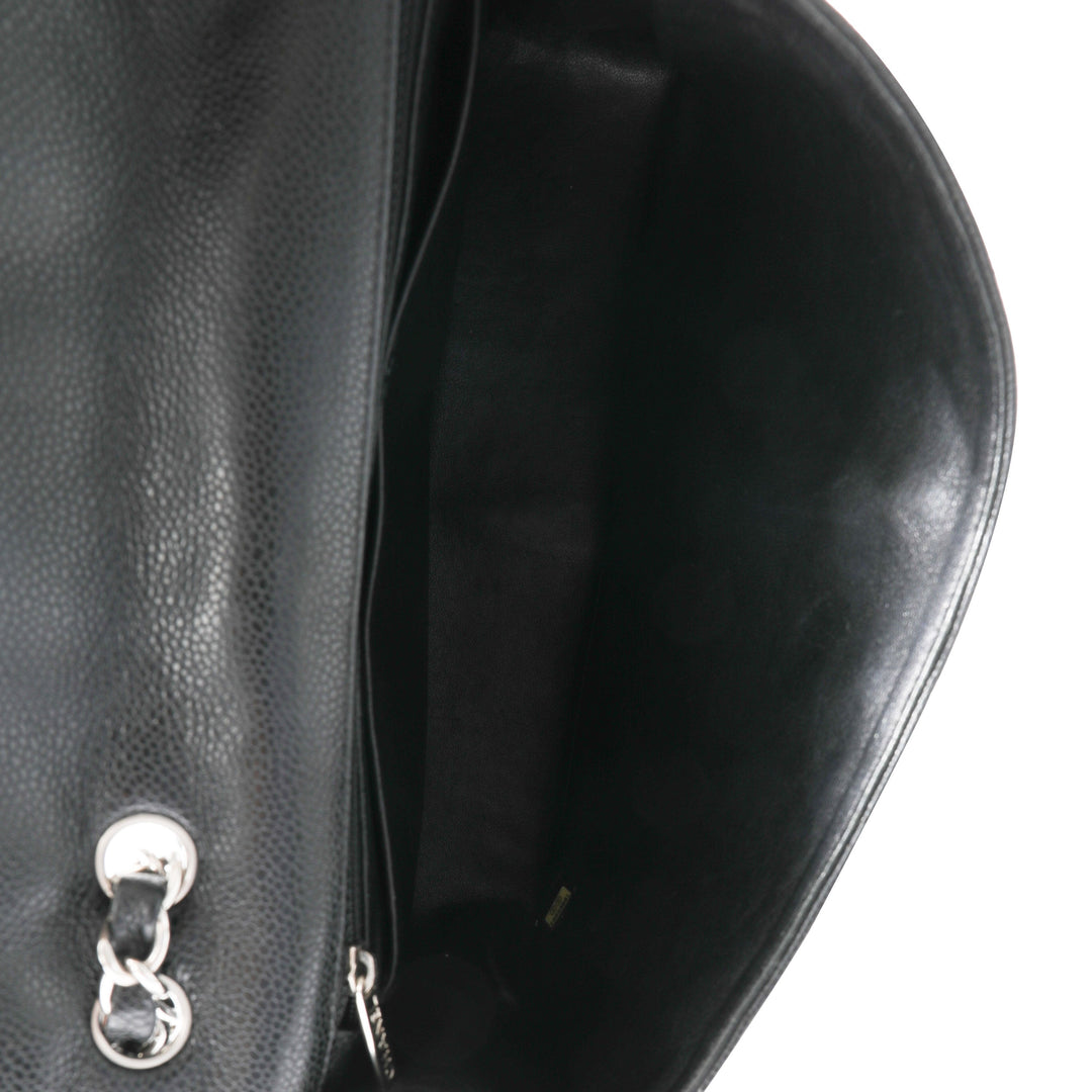 Chanel Black Quilted Caviar Jumbo Classic Single New Bag