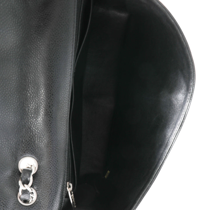 Chanel Black Quilted Caviar Jumbo Classic Single New Bag