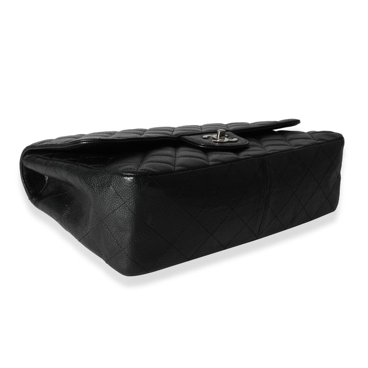 Chanel Black Quilted Caviar Jumbo Classic Single New Bag