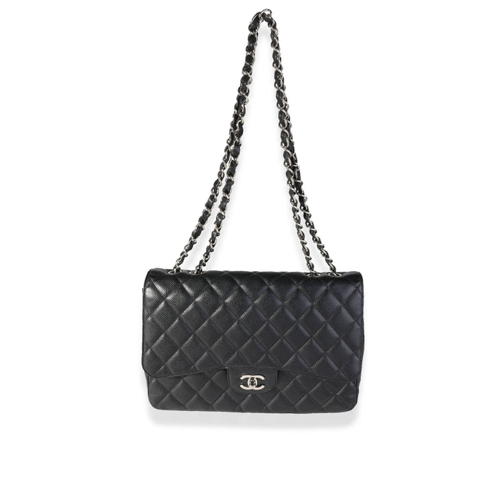 Chanel Black Quilted Caviar Jumbo Classic Single New Bag