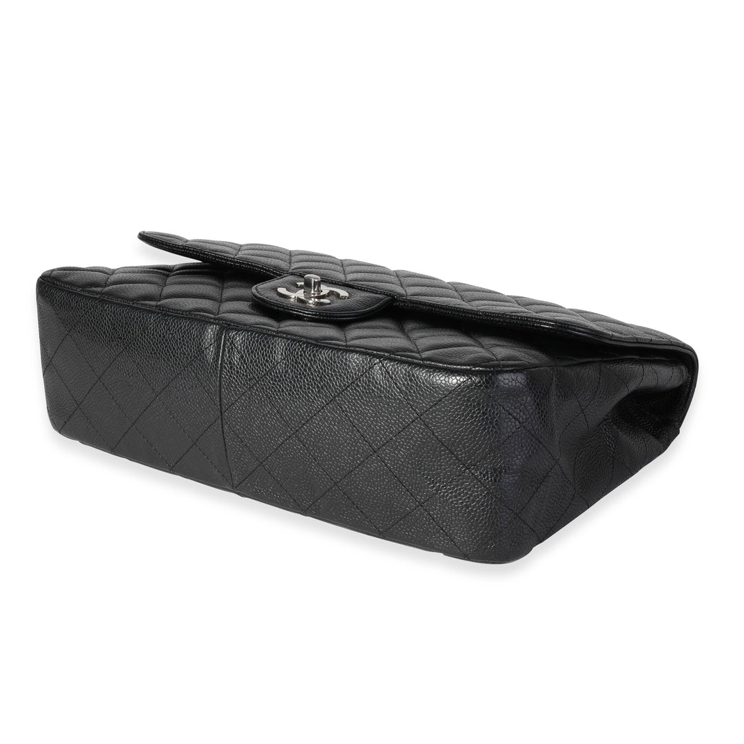 Chanel Black Quilted Caviar Jumbo Classic Single New Bag