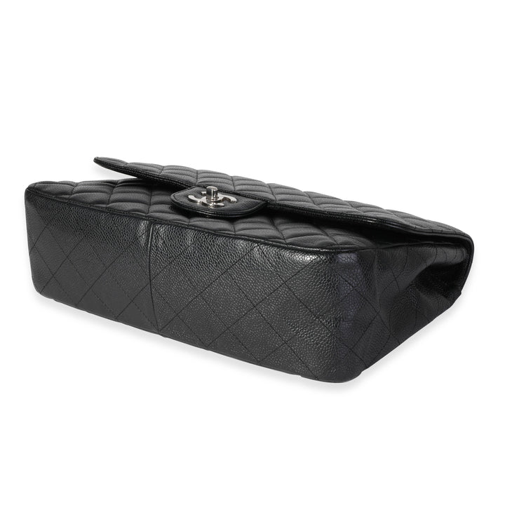 Chanel Black Quilted Caviar Jumbo Classic Single New Bag