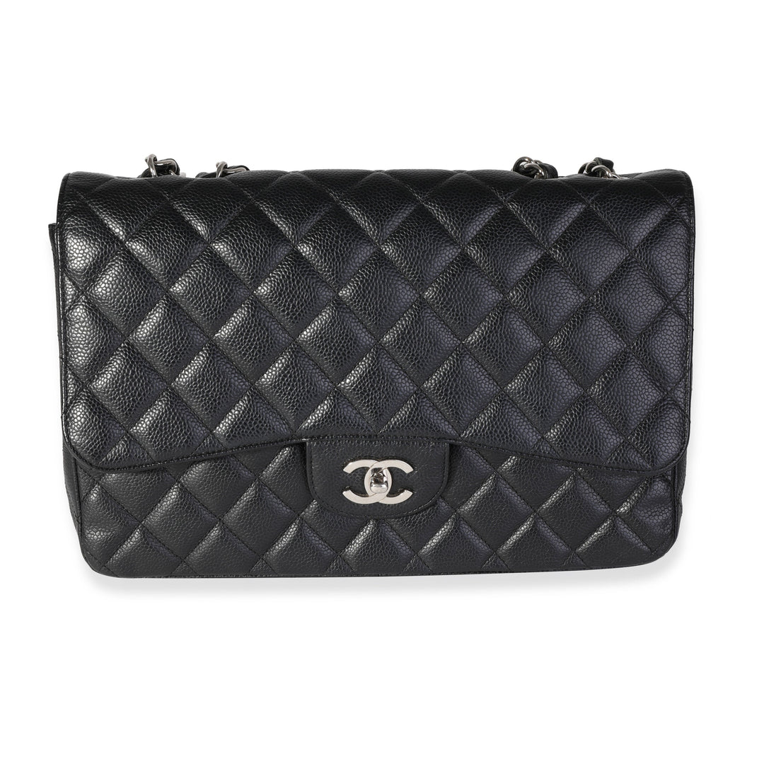 Chanel Black Quilted Caviar Jumbo Classic Single New Bag