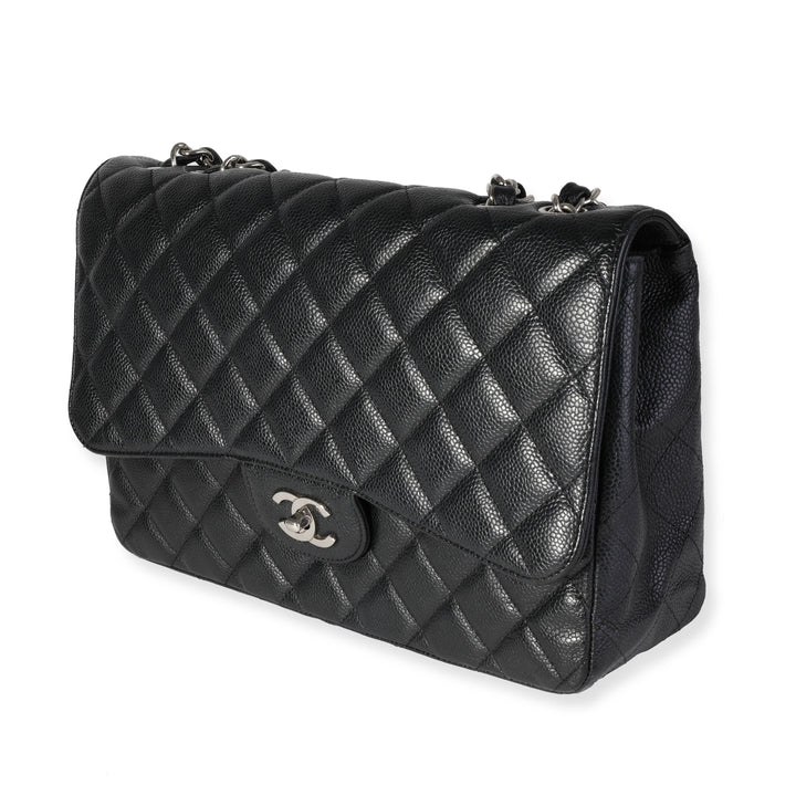 Chanel Black Quilted Caviar Jumbo Classic Single New Bag