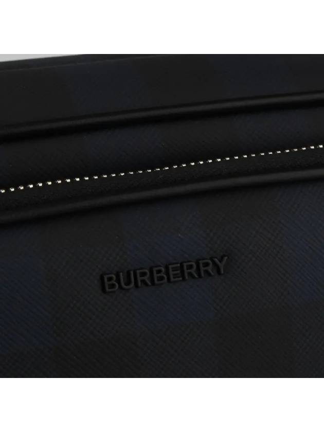 Burberry Logo Plaque Paddy Check Pattern Messenger Bag Navy