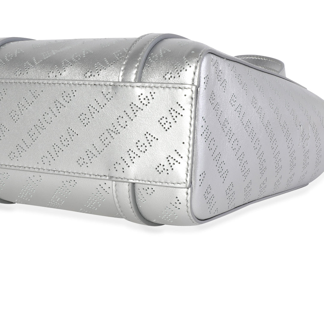 Top Quality Balenciaga New Silver Calfskin Logo Perforated XXS Everyday Tote