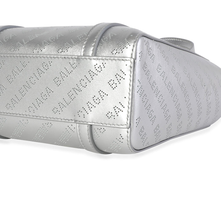 Top Quality Balenciaga New Silver Calfskin Logo Perforated XXS Everyday Tote