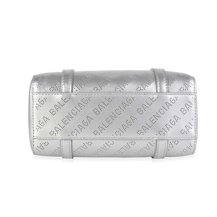 Top Quality Balenciaga New Silver Calfskin Logo Perforated XXS Everyday Tote