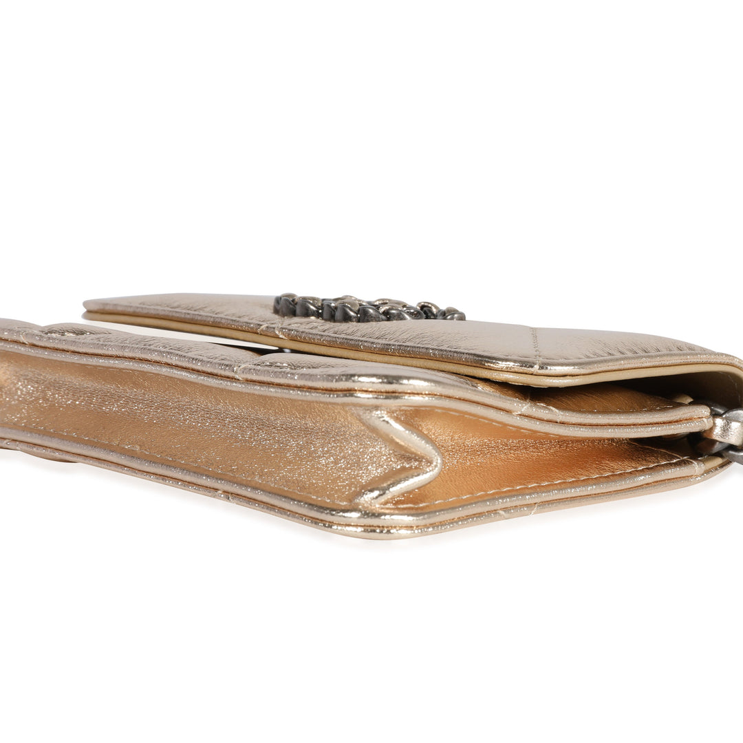 Top Quality Chanel Gold Quilted Lambskin  Coin Purse With Chain
