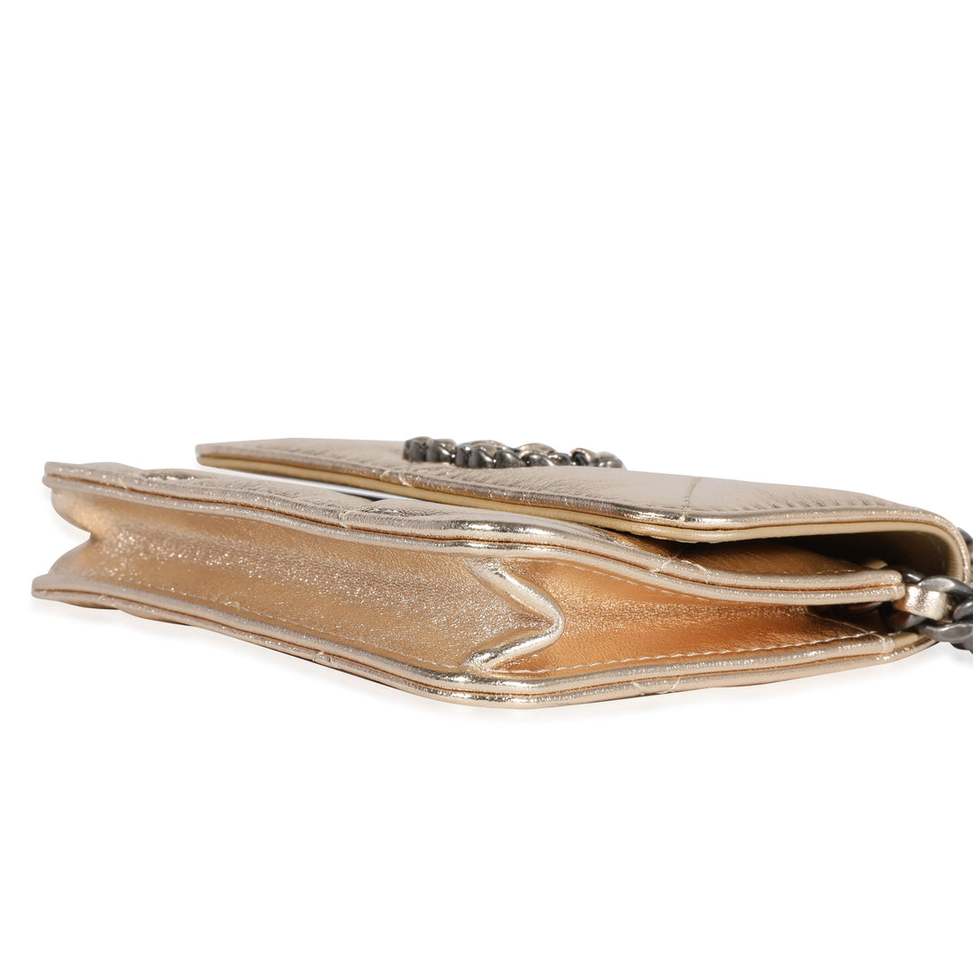 Top Quality Chanel Gold Quilted Lambskin  Coin Purse With Chain