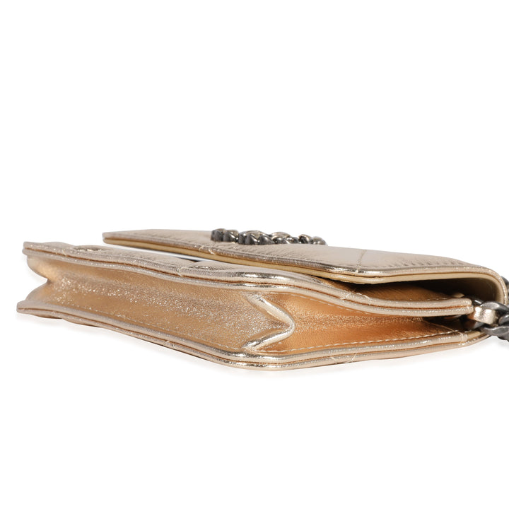 Top Quality Chanel Gold Quilted Lambskin  Coin Purse With Chain