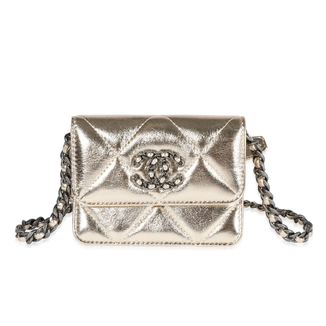 Top Quality Chanel Gold Quilted Lambskin  Coin Purse With Chain
