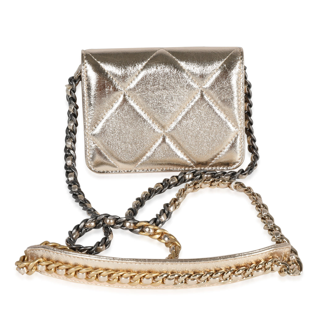 Top Quality Chanel Gold Quilted Lambskin  Coin Purse With Chain