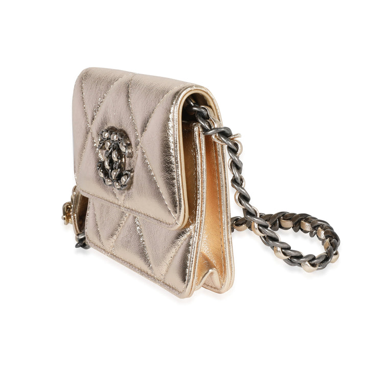 Top Quality Chanel Gold Quilted Lambskin  Coin Purse With Chain
