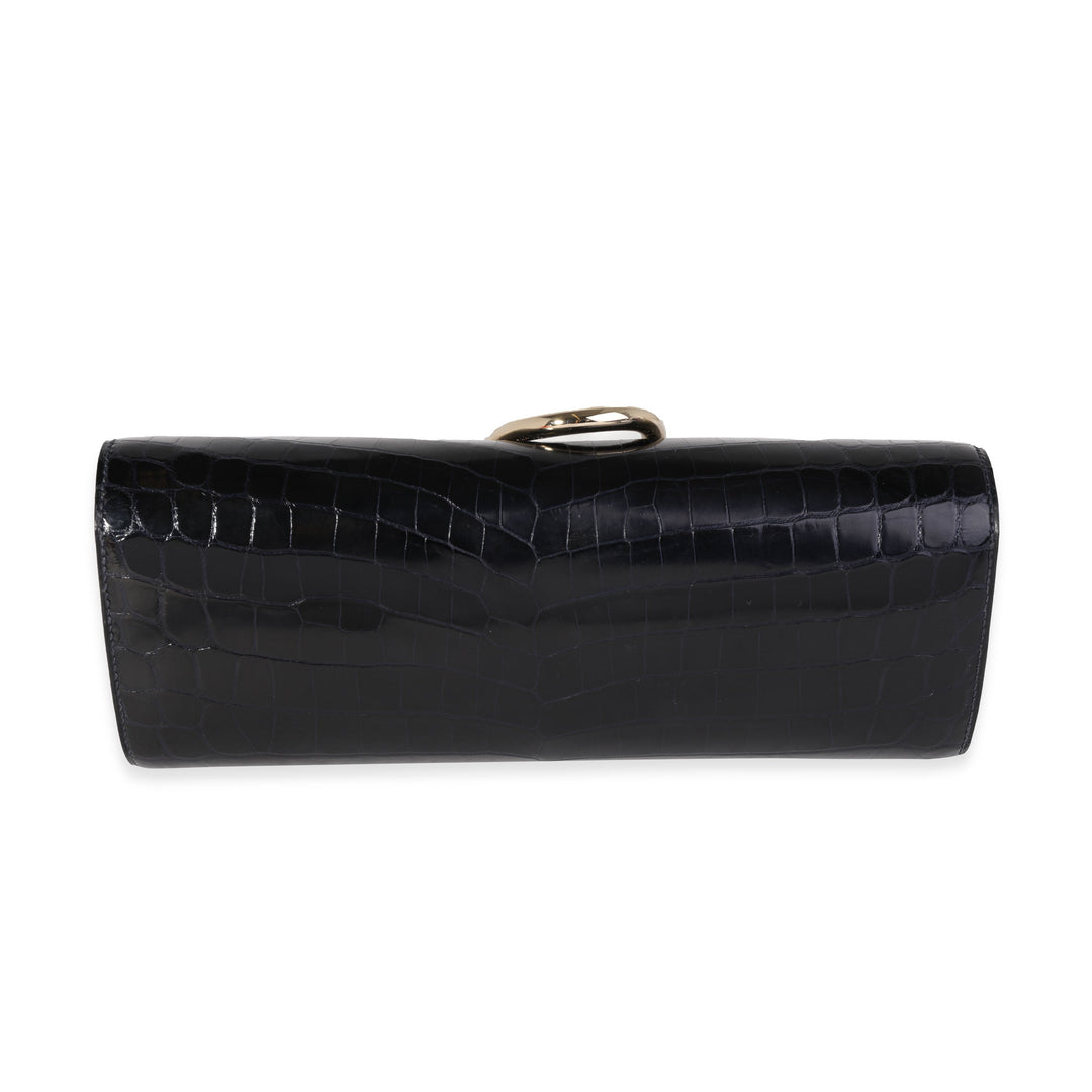 Premium Handmade Hermes Bleu Indigo Crocodile Niloticus Egee Clutch PBHW