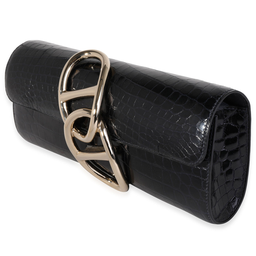Hermes Bleu Indigo Crocodile Niloticus Egee Clutch PBHW