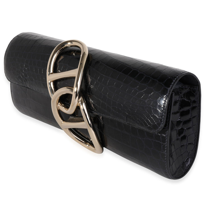 Hermes Bleu Indigo Crocodile Niloticus Egee Clutch PBHW