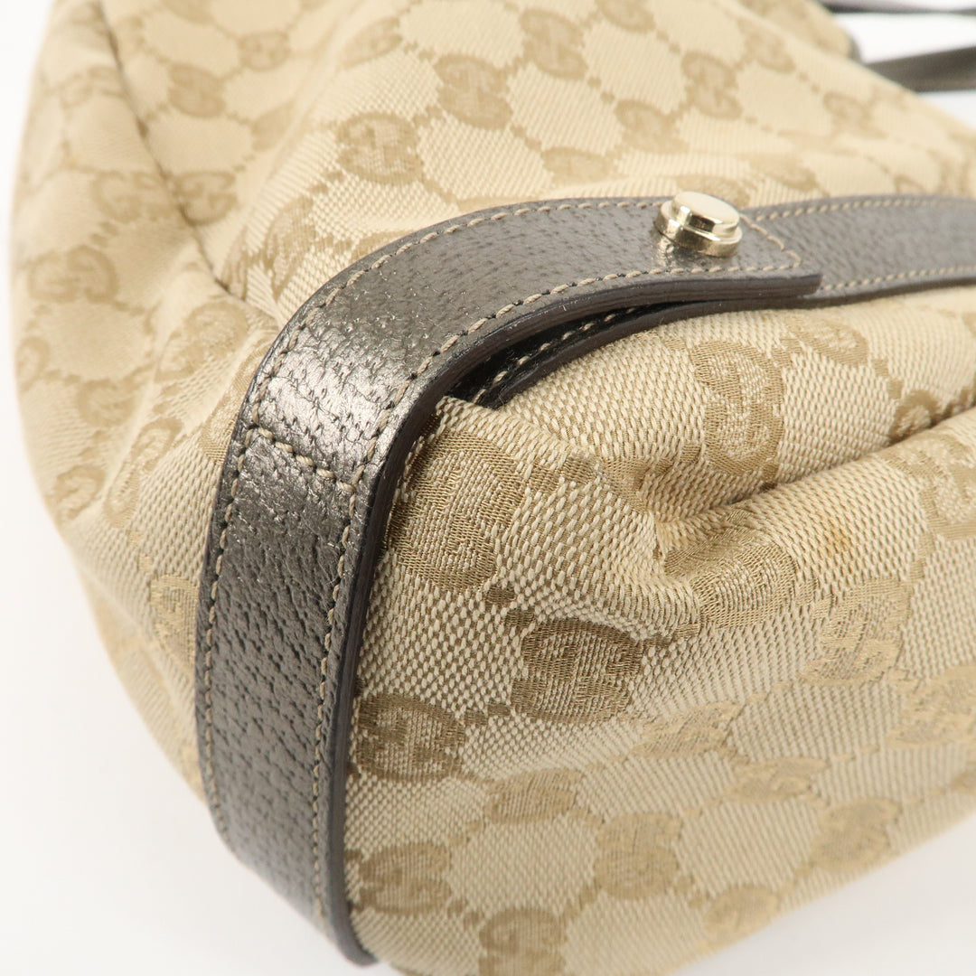 GUCCI Abbey GG Canvas Leather Tote Hand Bag Beige 130736