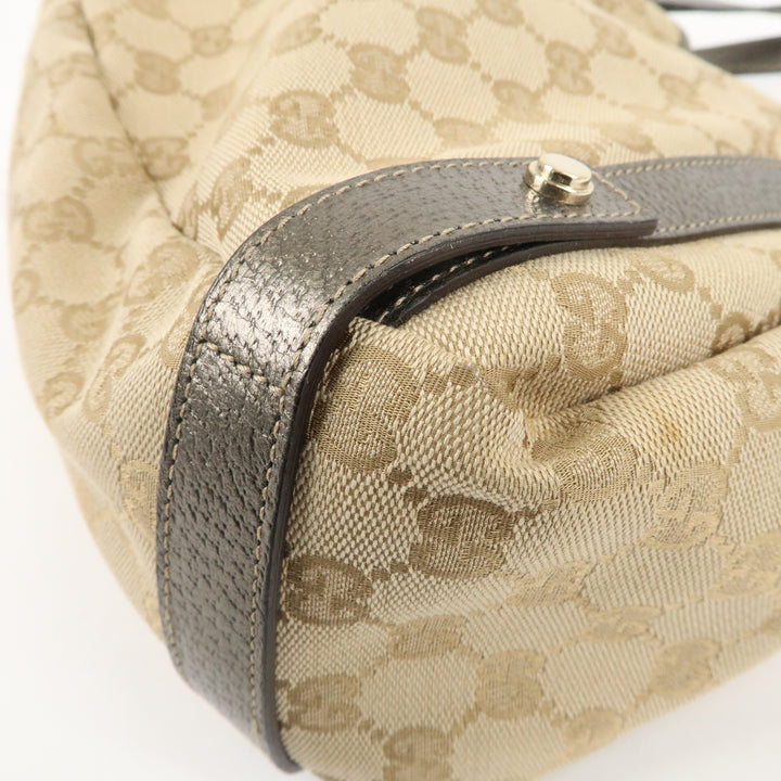 GUCCI Abbey GG Canvas Leather Tote Hand Bag Beige 130736