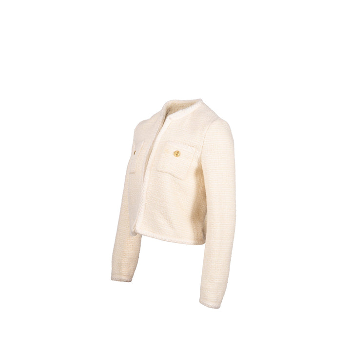 Top Quality Celine Size 34 Tweed Jacket Wool/Cotton White