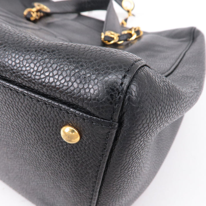 Top Quality Chanel Caviar Skin Chain Tote Bag Shoulder Bag Gold Black