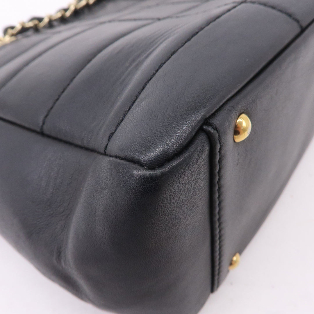 Top Quality Chanel Chocolate Bar Lamb Skin Chain Tote Bag Black A17859