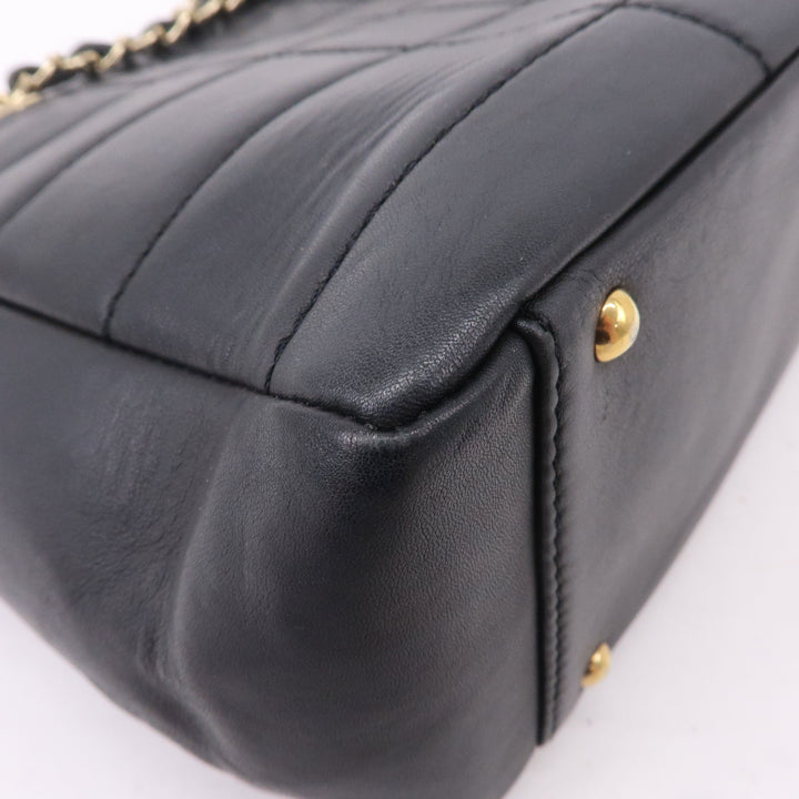 Top Quality Chanel Chocolate Bar Lamb Skin Chain Tote Bag Black A17859