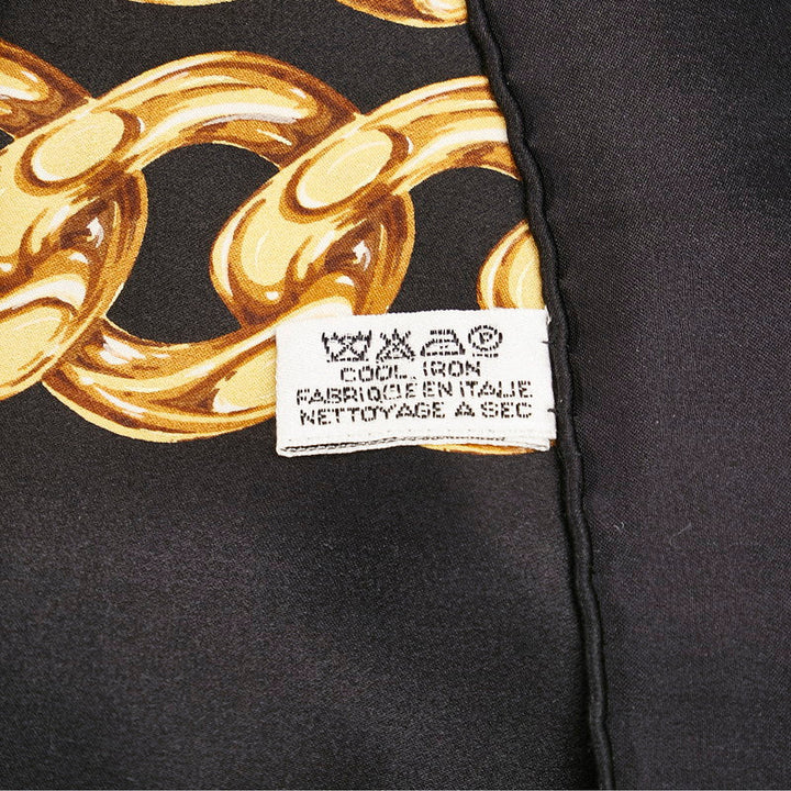 Top Quality Chanel Gold Chain Cocomark carf Black Multicolor Silk  Chanel