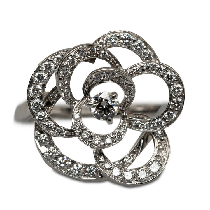 Top Quality Chanel Camera Collection Ring Ring #50 K18WG White Gold Lady Chanel